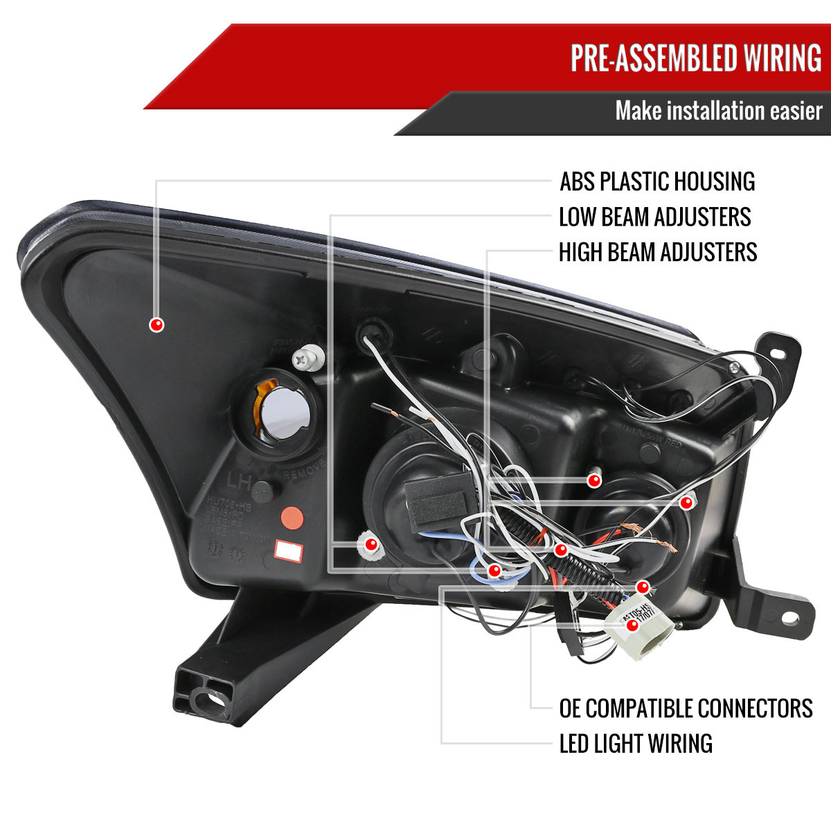 WEELMOTO Headlight Assembly Pair For 2007-2012 Dodge Caliber – Chrome Housing, Clear Lens, Halogen Bulbs Included – DOT/SAE Certified
