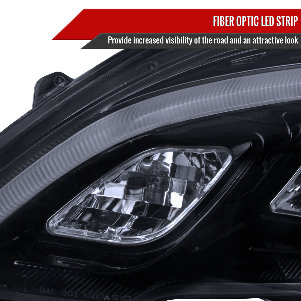 2007-2011 Honda CR-V LED Bar Projector Headlights (Glossy Black