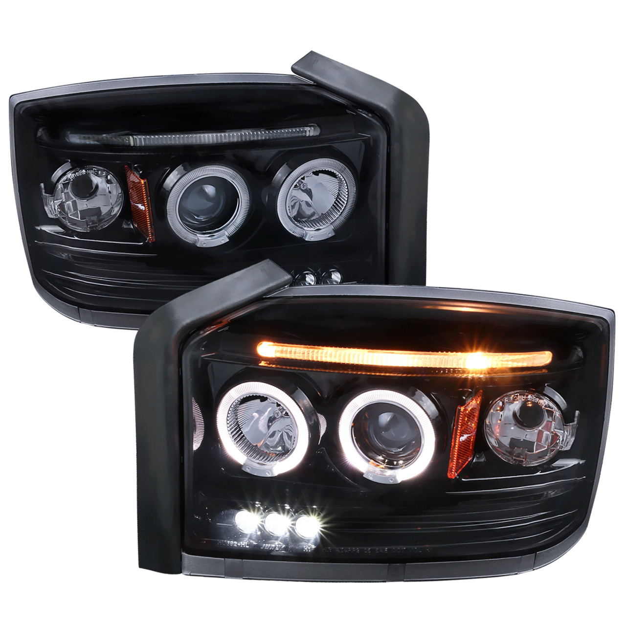 2005-2007 Dodge Dakota Dual Halo Projector Headlights (Glossy