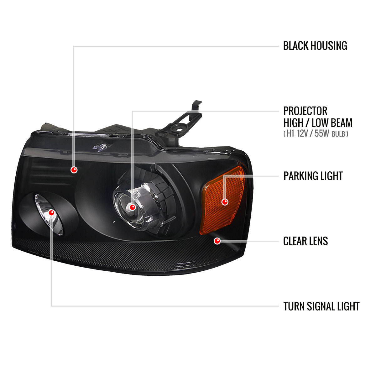PIT66 LED DRL Headlights, Compatible with 2004-2008 Ford F150/ 2006-2008 Lincoln Mark LT(NOT Compatible with 2004 F150 Heritage/Flareside Beds Models), Clear lens Black Housing Amber Reflector PIT66 LED DRL Headlights, Compatible with 2004-2008 Ford F150/ 2006-2008 Lincoln Mark LT(NOT Compatible with 2004 F150 Heritage/Flareside Beds Models), Clear lens Black Housing Amber Reflector