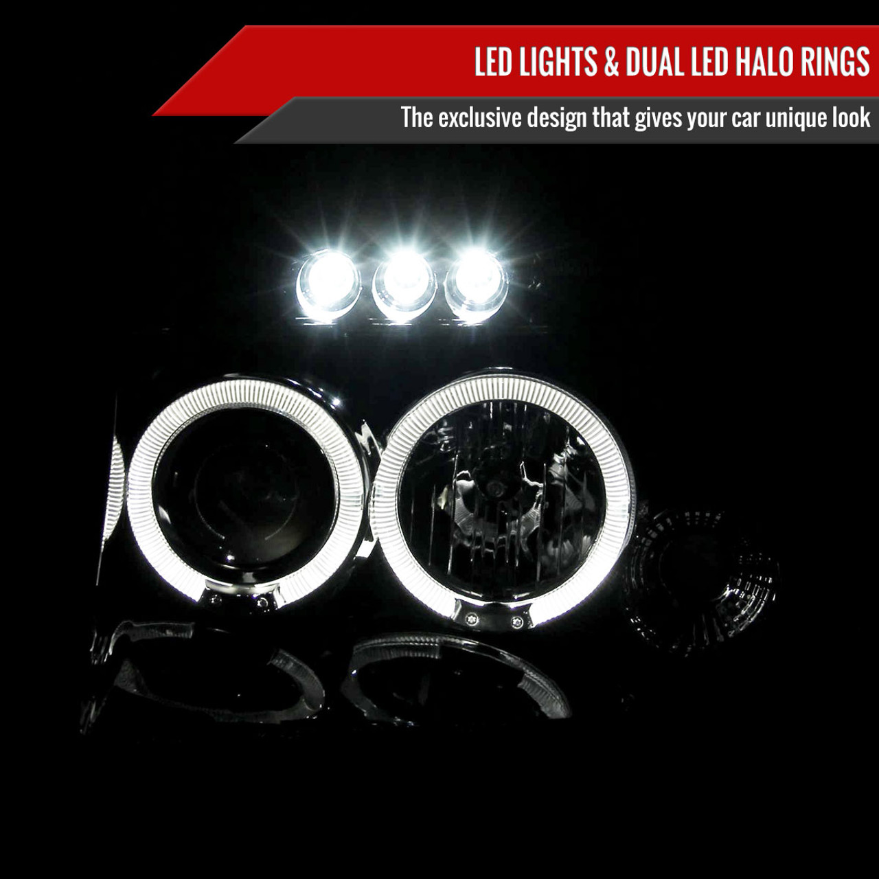 2001-2004 Nissan Frontier Dual Halo Projector Headlights (Glossy