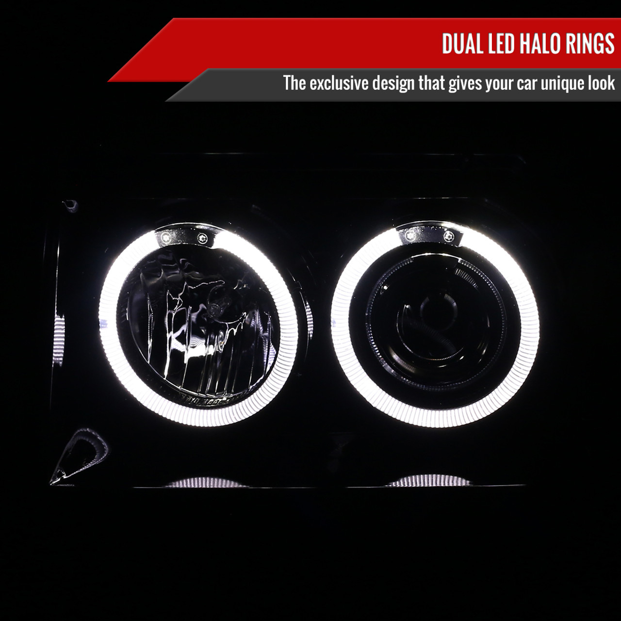 1993-1996 Jeep Grand Cherokee Dual Halo Projector Headlights