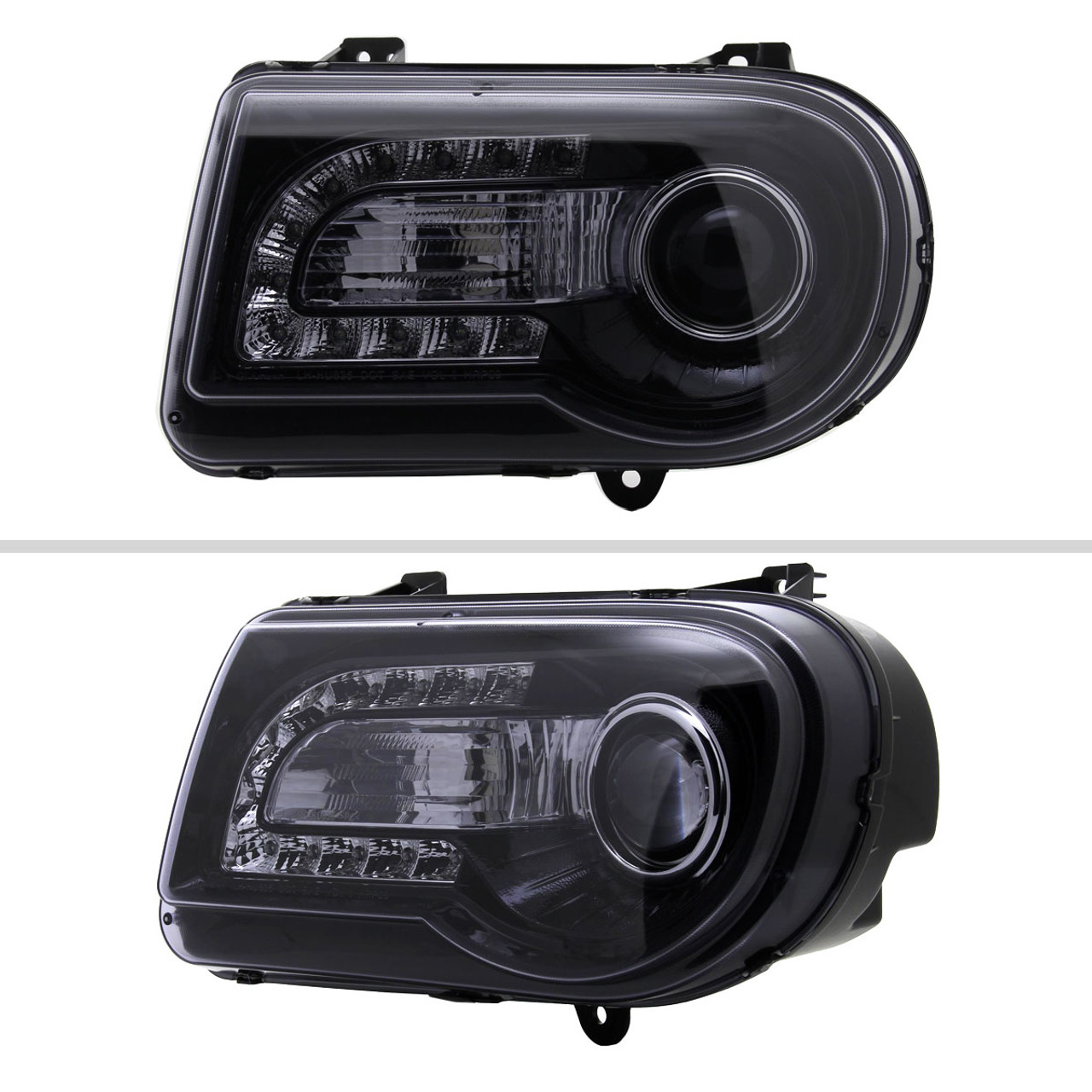 2005-2010 Chrysler 300 Projector Headlights w/ LED Light Strip