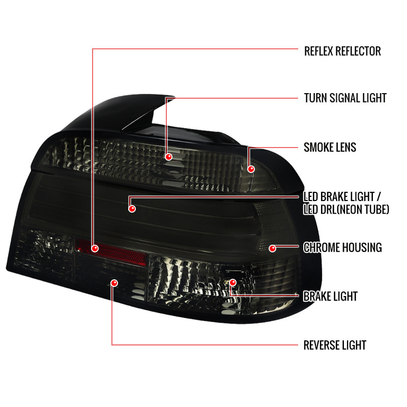 1997-2000 BMW E39 5 Series Sedan LED Tail Lights (Chrome Housing
