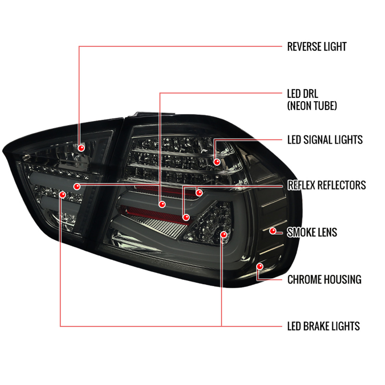 Spec D Tuning Monochromatic LED Tail Lights Assembly for 2006-2008