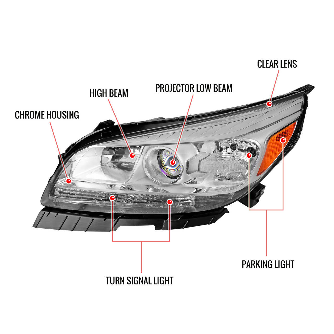 2013-2015 Chevrolet Malibu/ 2016 Malibu Limited Clear Lens