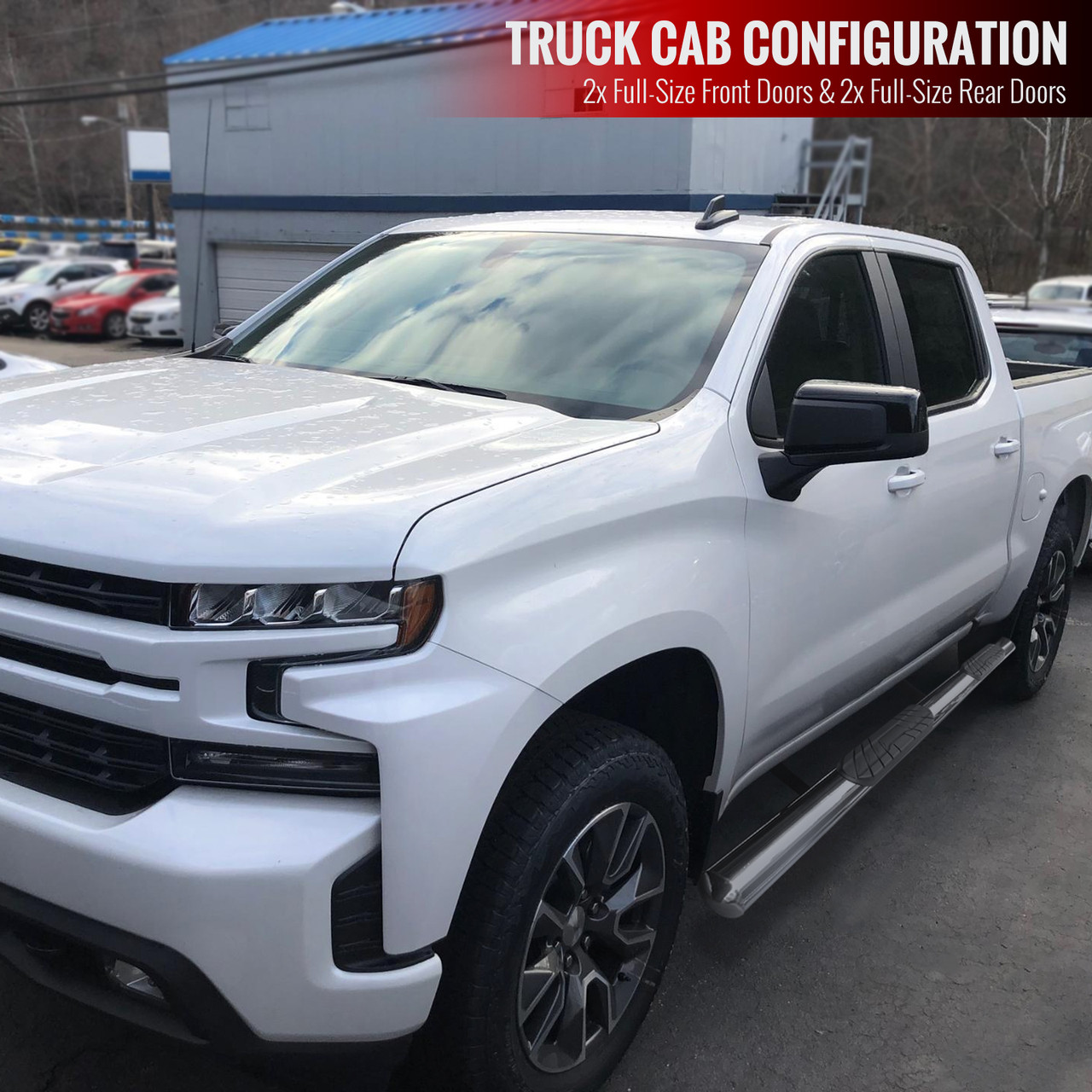 2019-2021 Chevrolet Silverado/GMC Sierra 1500/2500/3500 Crew Cab 4 Chrome  Stainless Steel Side Step Nerf Bars - Spec-D Tuning