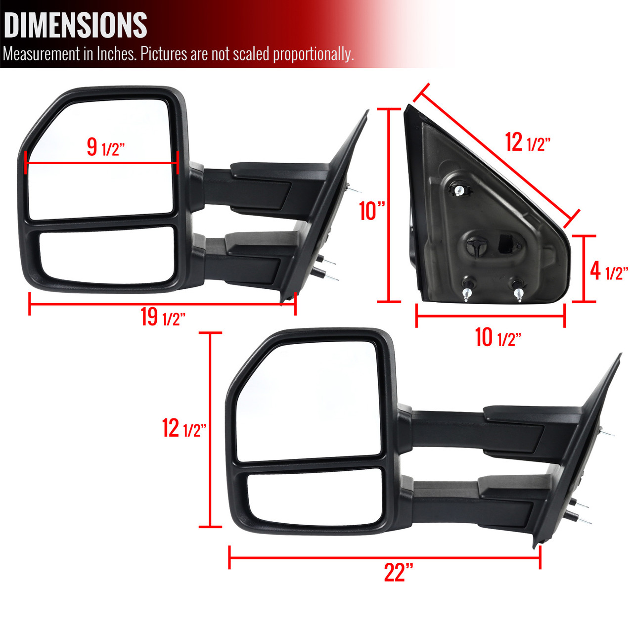 2004-2014 Ford F-150 Manual Adjustable & Extendable Towing Mirrors