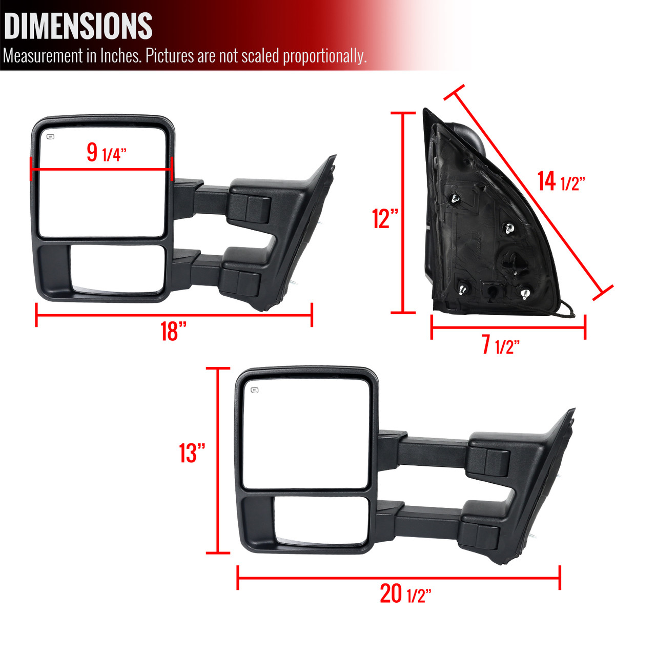 1999-2015 Ford F-250/F-350/F-450/F-550 Power Adjustable, Heated