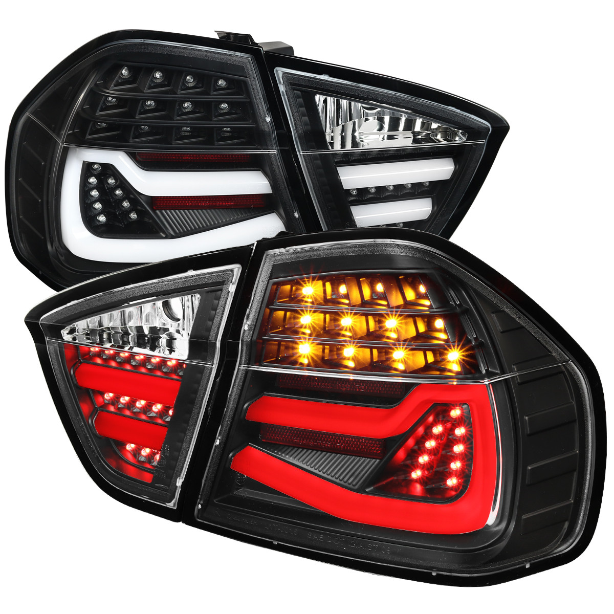 BMW3シリーズ E90 320i クリア LEDテールランプ 2006-2008 BMW E90 3 Series Sedan LED Tail Lights (Matte Black