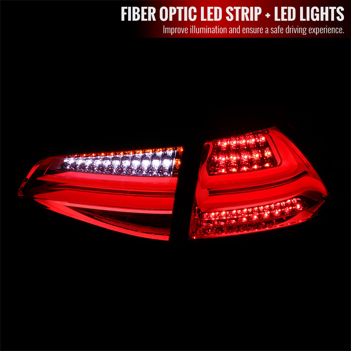 2015-2017 Volkswagen Golf/GTI LED Tail Lights (Chrome Housing/Red