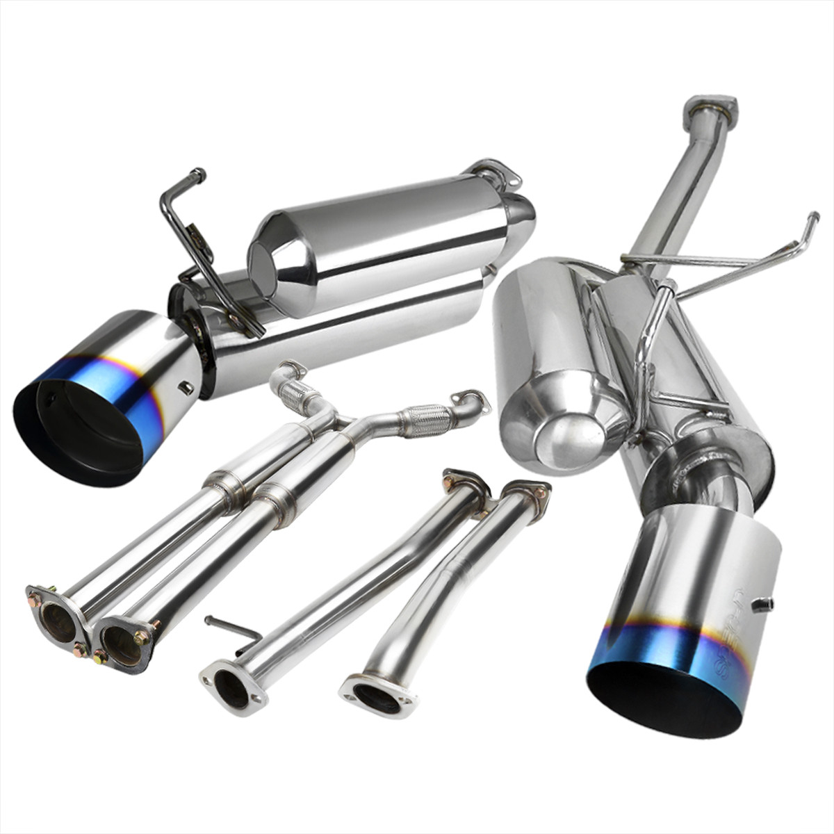 Dual 4.5" Burnt Tip Catback Exhaust System For 2003-2009 Nissan 350Z / Infiniti G35