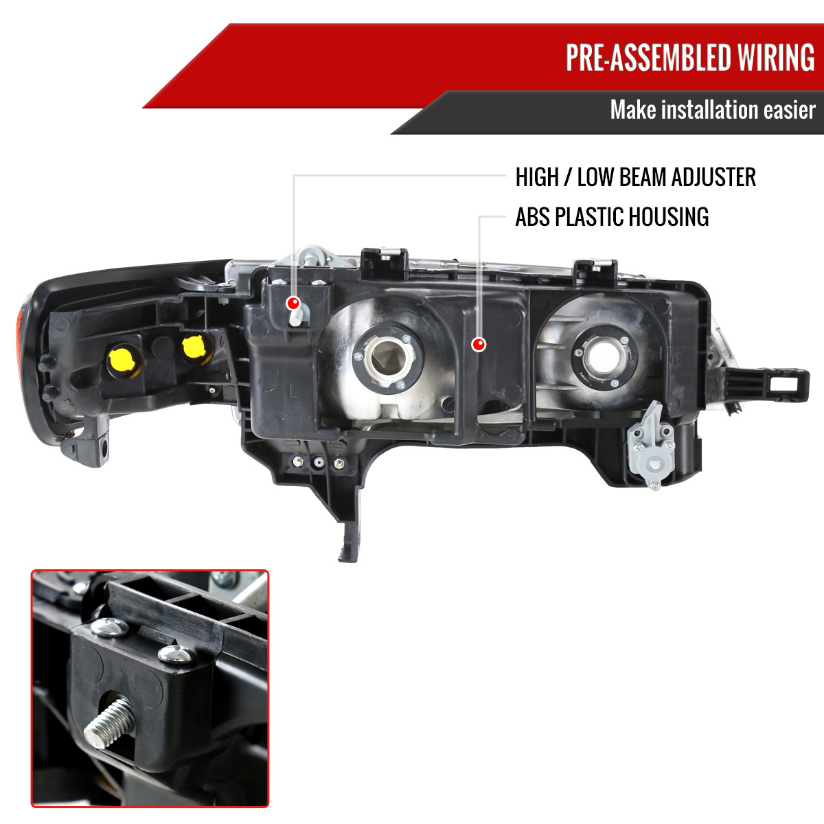 1994-1997 Honda Accord Factory Style Headlights & Amber Corner