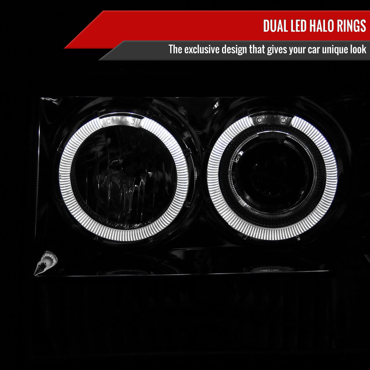 1993-1996 Jeep Grand Cherokee Dual Halo Projector Headlights