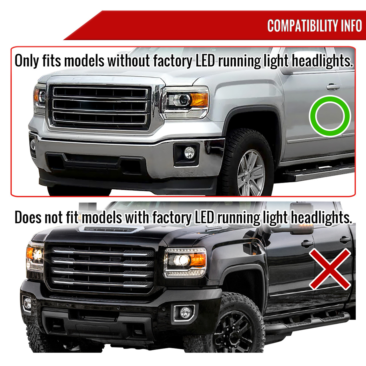 2014-2019 GMC Sierra 1500/2500 HD/3500 HD Projector Headlights