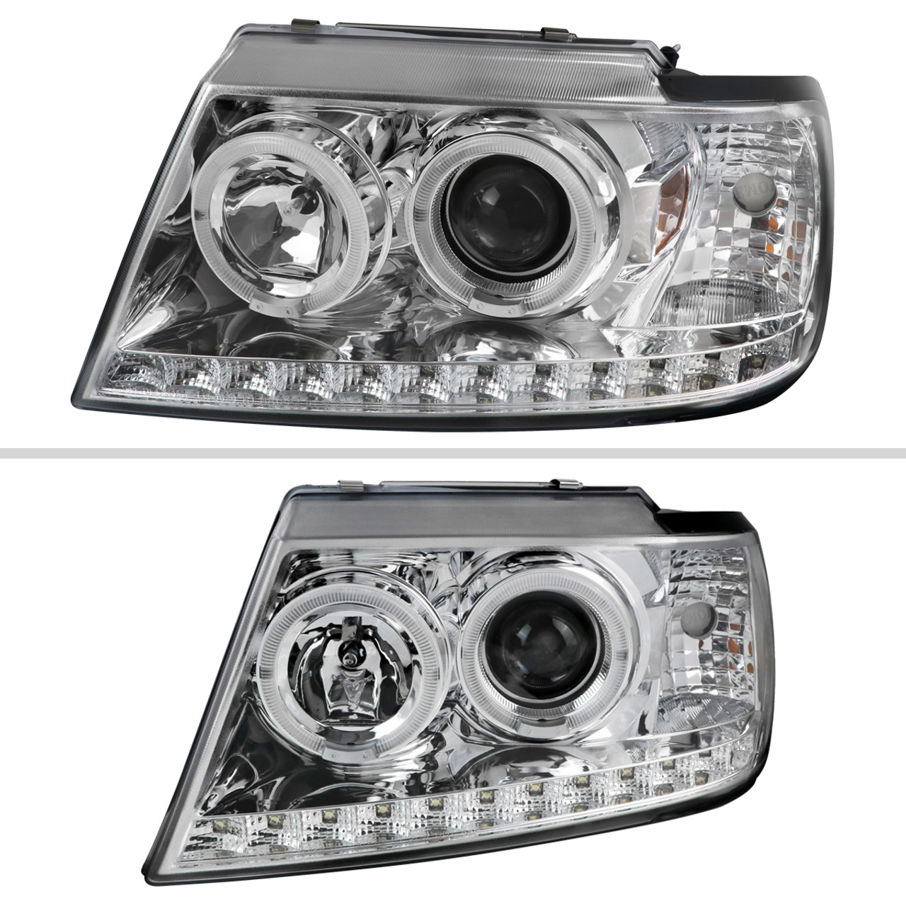 2002-2005 Ford Explorer Dual Halo Projector Headlights (Chrome