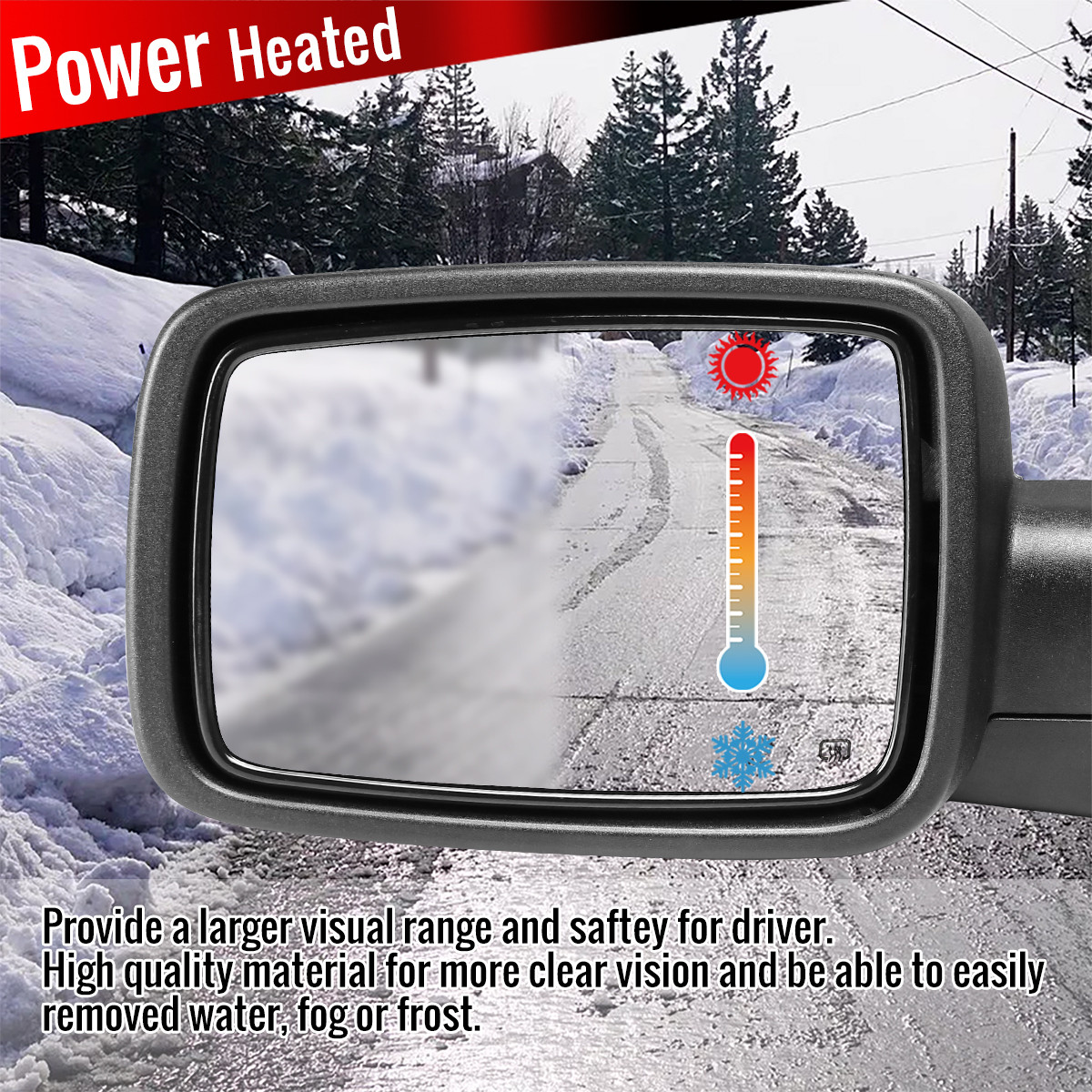 2013-2019 Dodge RAM Black Power Adjustable & Heated Side Mirror w