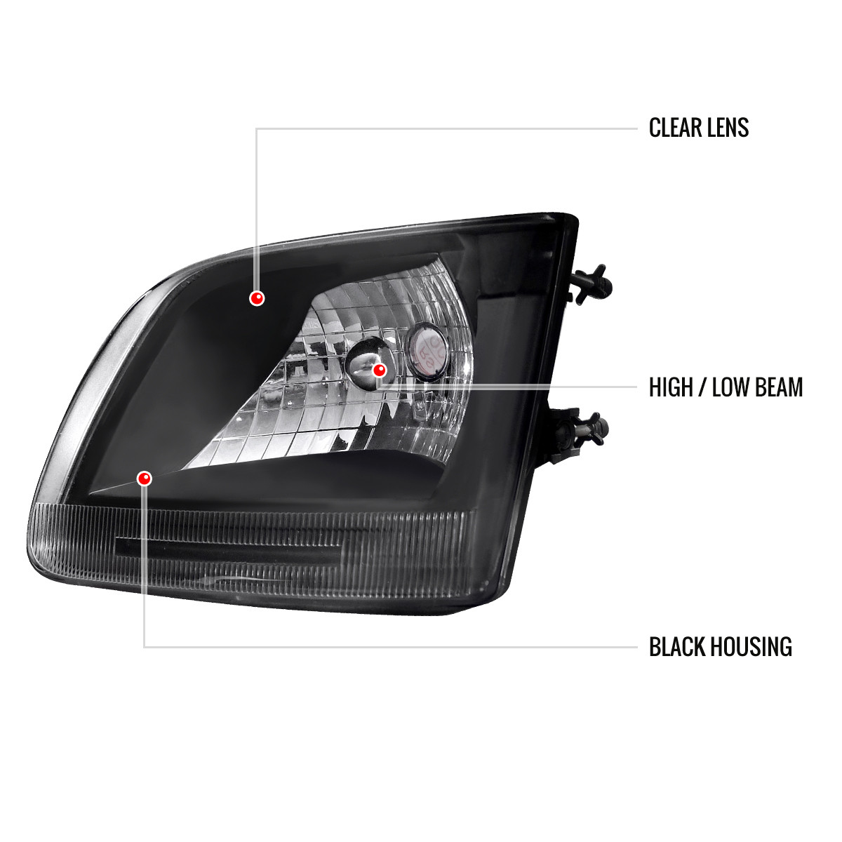 1997-2004 Ford F-150/Expedition Factory Style Crystal Headlights