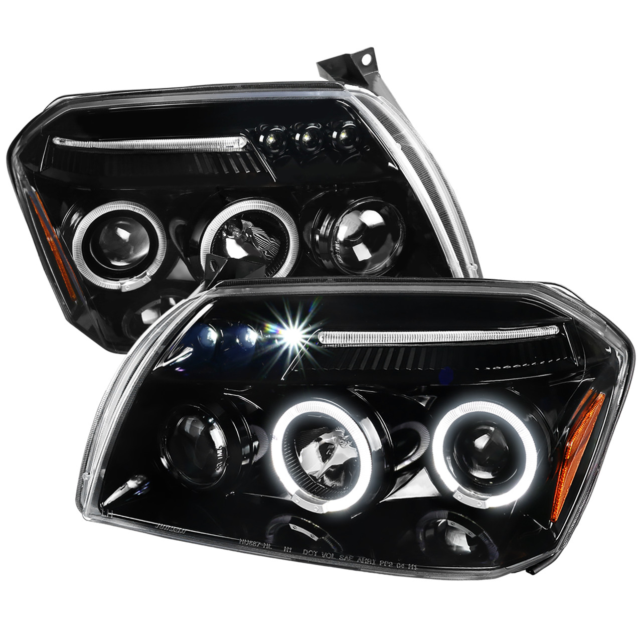 2005-2007 Dodge Magnum Dual Halo Projector Headlights (Jet Black