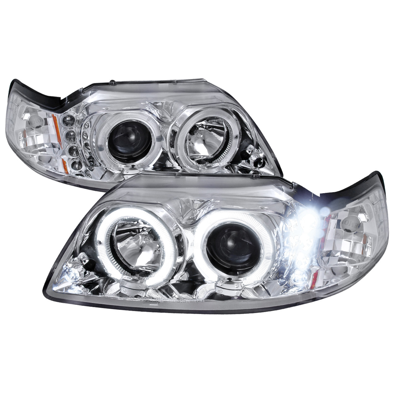 1999-2004 Ford Mustang Dual Halo Projector Headlights (Chrome