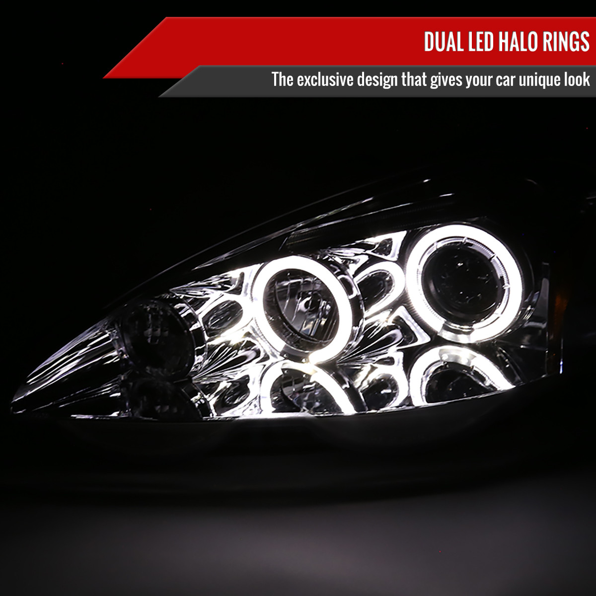 2002-2004 Acura RSX Dual Halo Projector Headlights (Chrome Housing
