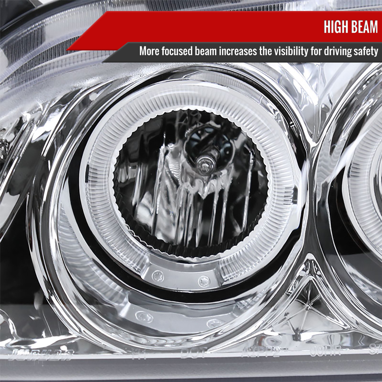 2000-2003 Nissan Sentra Dual Halo Projector Headlights (Chrome