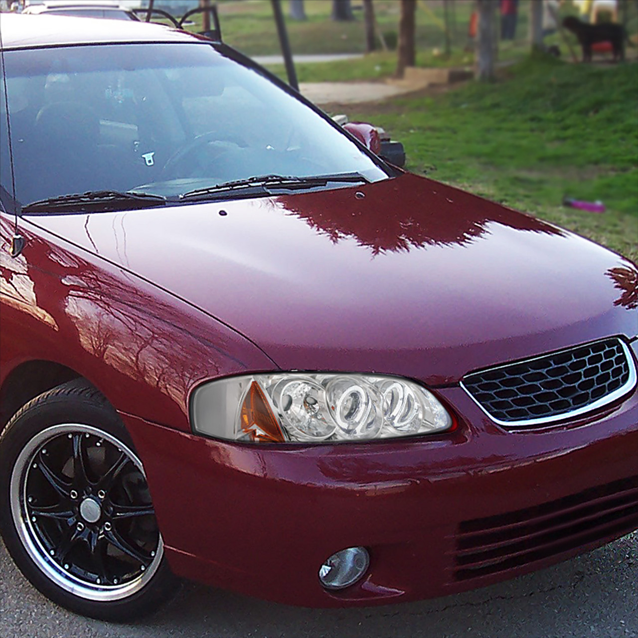 2000-2003 Nissan Sentra Dual Halo Projector Headlights (Chrome