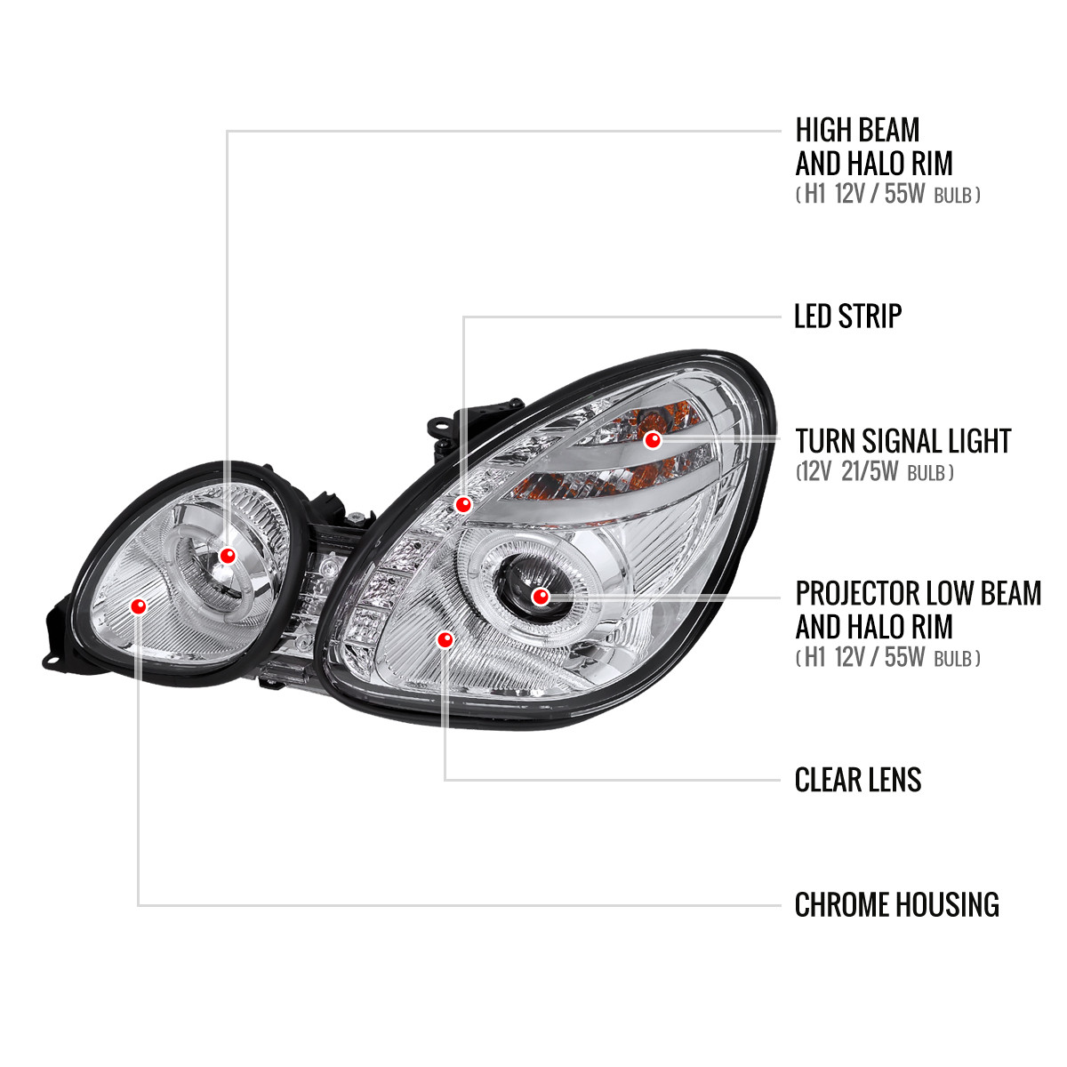 1998-2005 Lexus GS300/GS400/GS430 Halo Projector Headlights w/ SMD