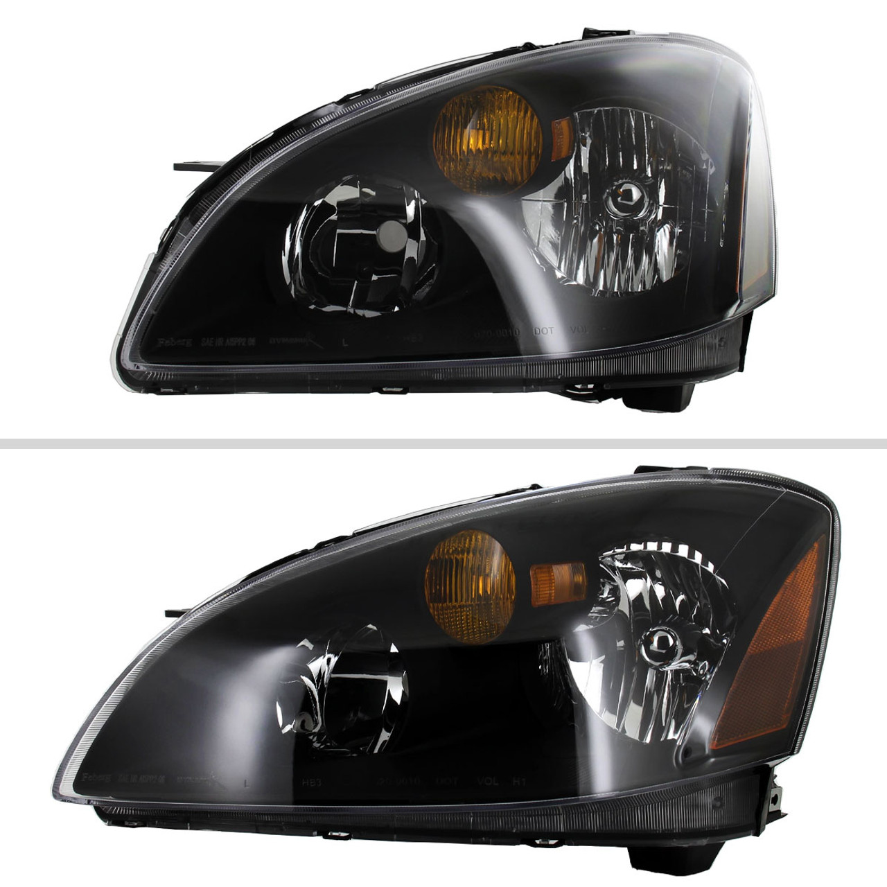 2002-2004 Nissan Altima Crystal Headlights w/ Amber Reflector