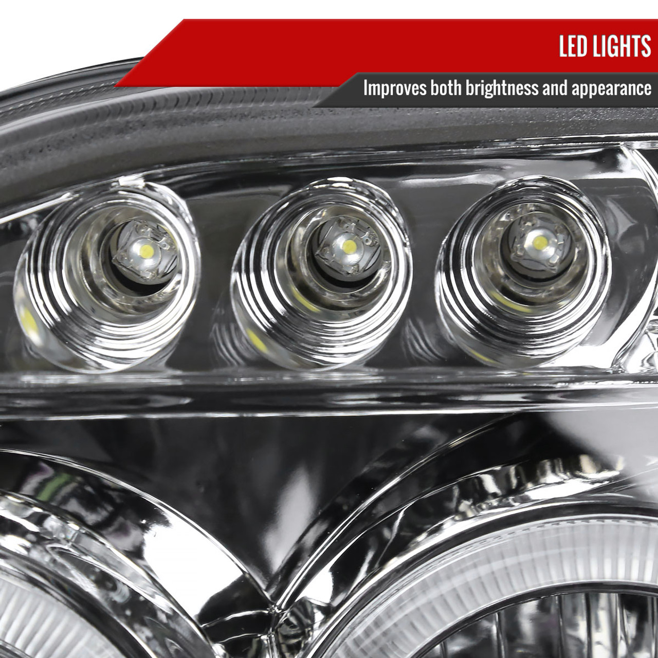 2001-2004 Nissan Frontier Dual Halo Projector Headlights (Chrome