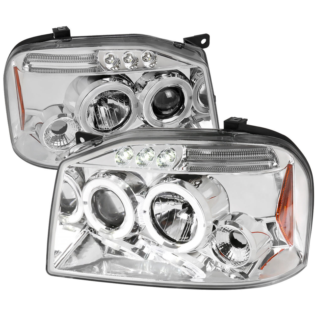 2001-2004 Nissan Frontier Dual Halo Projector Headlights (Chrome