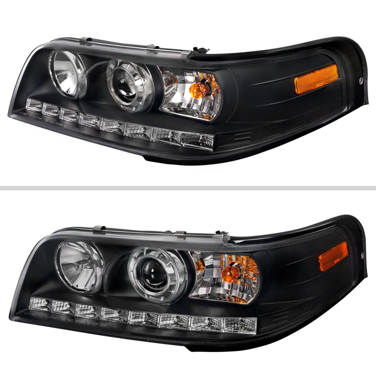 1998-2011 Ford Crown Victoria Projector Headlights w/ LED Light