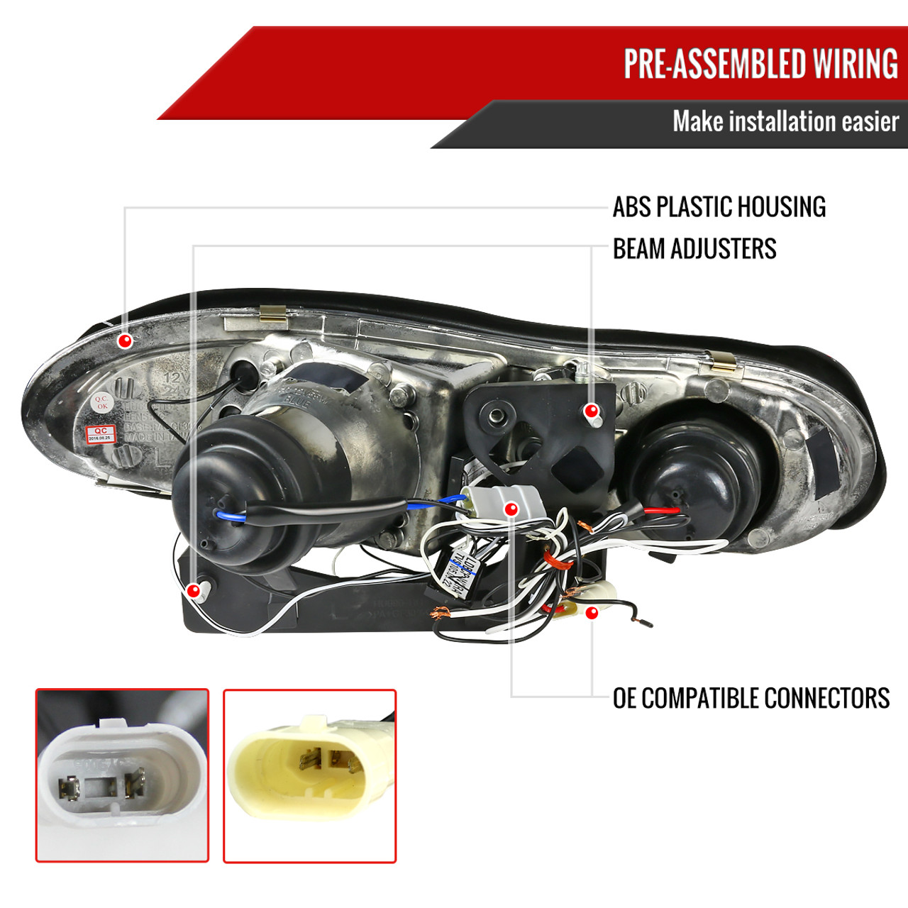 1998-2002 Chevrolet Camaro Dual Halo Projector Headlights (Matte