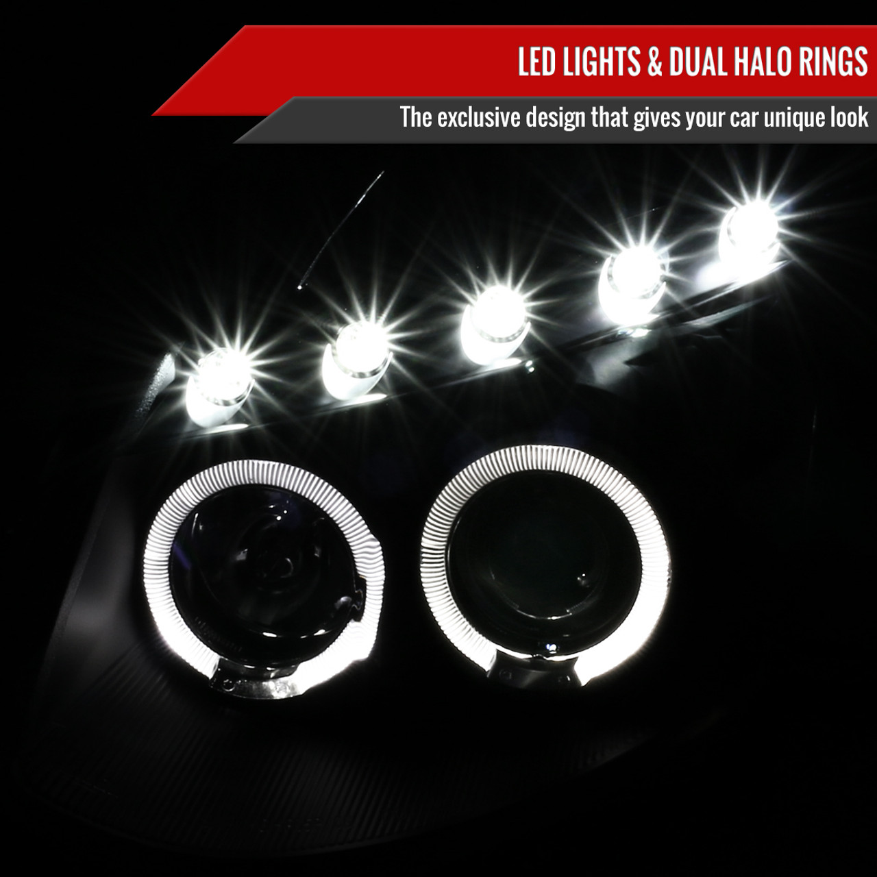 2003-2007 Infiniti G35 Coupe Dual Halo Projector Headlights (Matte