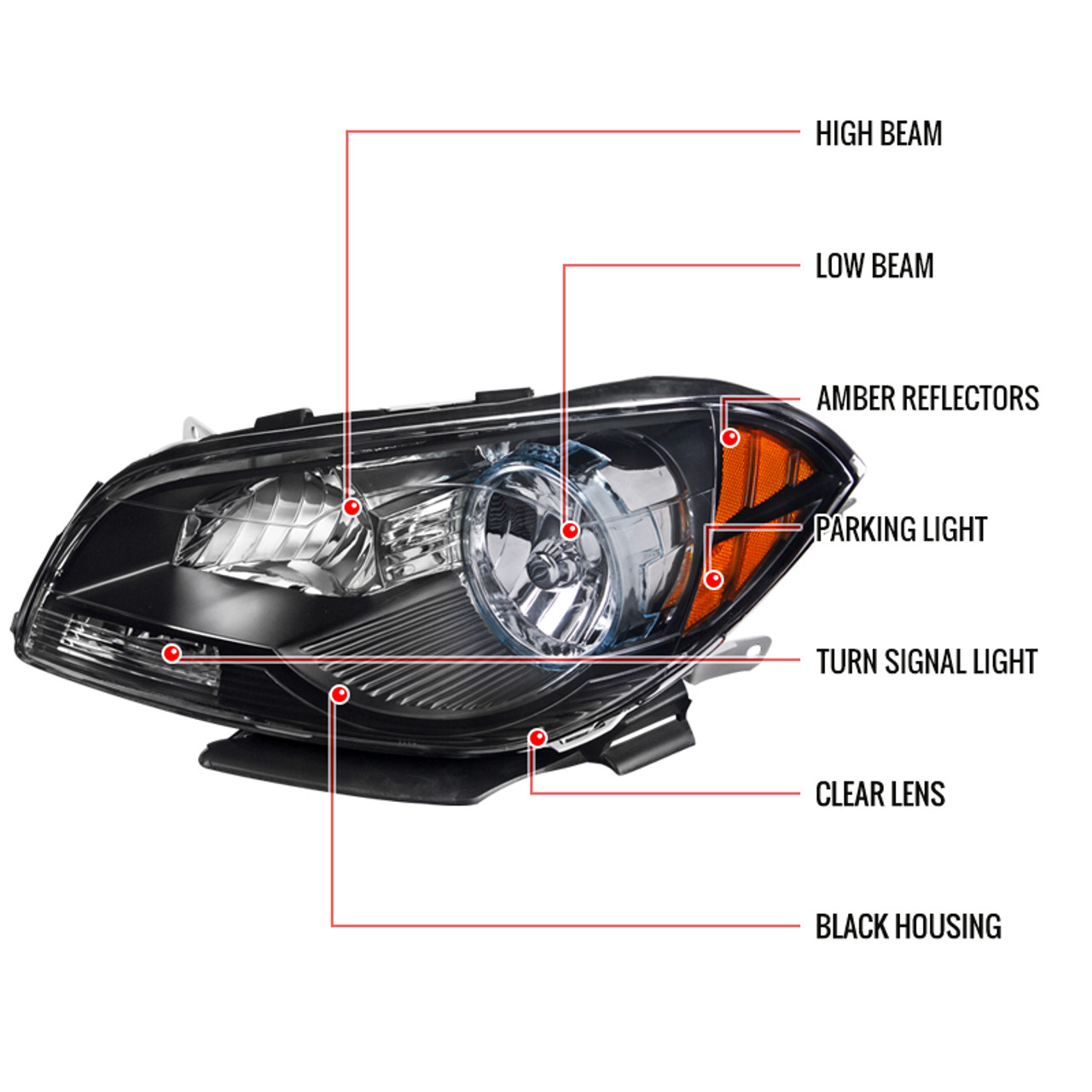 2008-2012 Chevrolet Malibu LS/LT/LTZ/Hybrid Crystal Headlights w