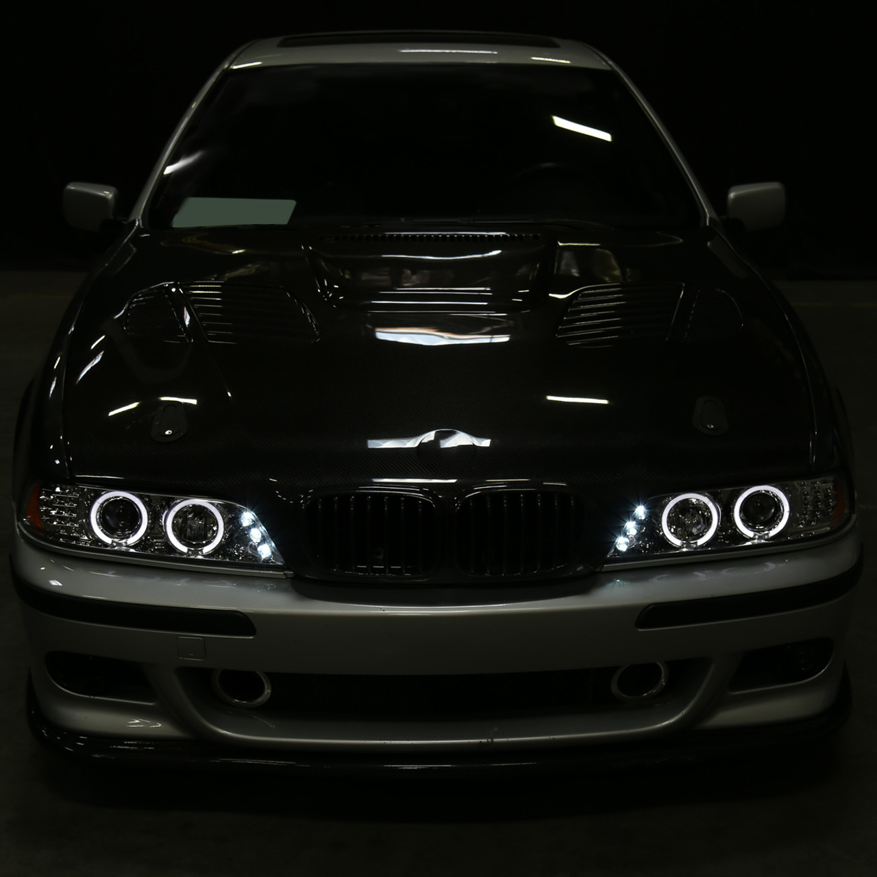 2001-2003 BMW E39 5 Series Dual Halo Projector Headlights w/ LED Turn Signal  Lights (Chrome Housing/Clear Lens) - Spec-D Tuning