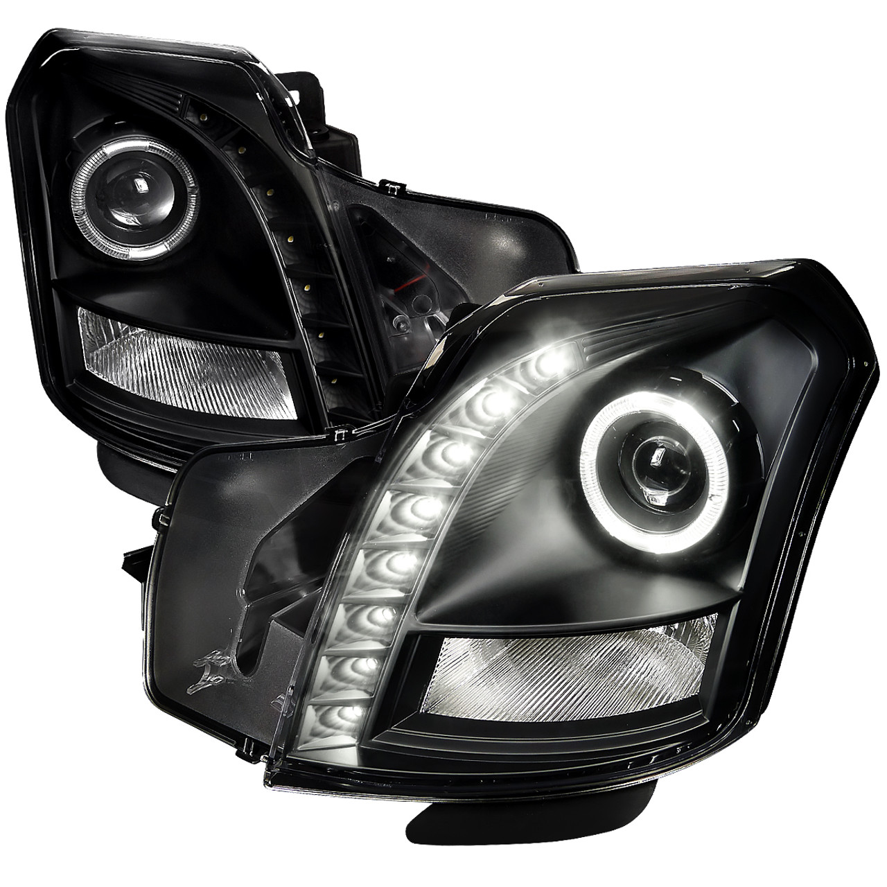 2003-2007 Cadillac CTS Halo Projector Headlights (Matte Black