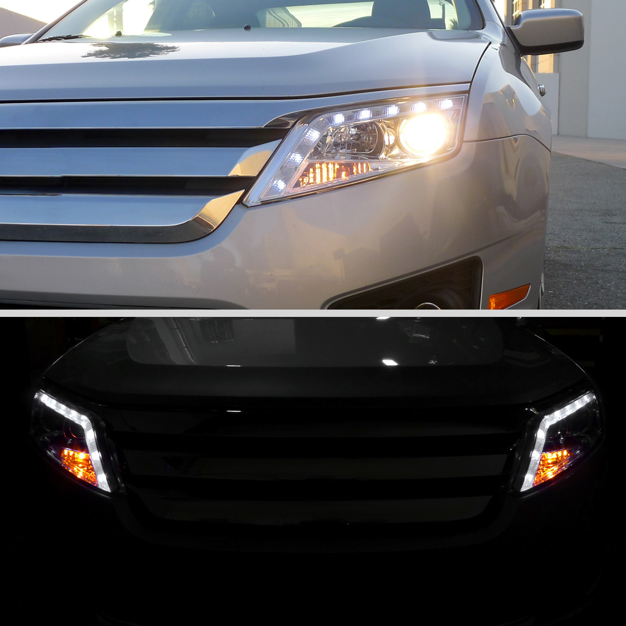 2010-2012 Ford Fusion Projector Headlights w/ LED Light Strip