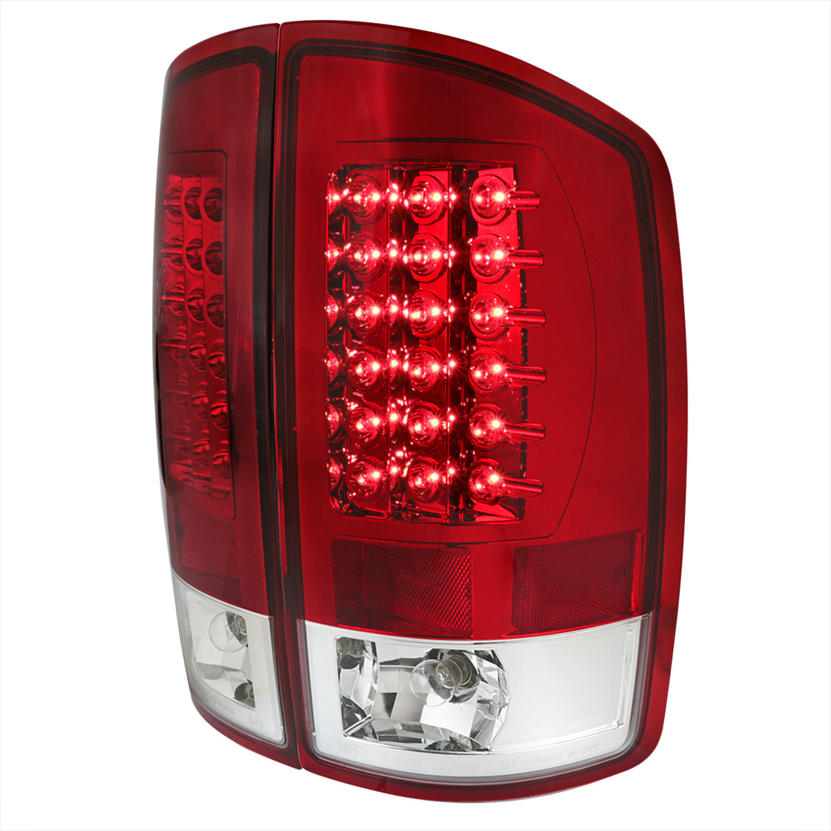 2002-2006 Dodge RAM LED Tail Lights (Chrome Housing/Red Clear Lens