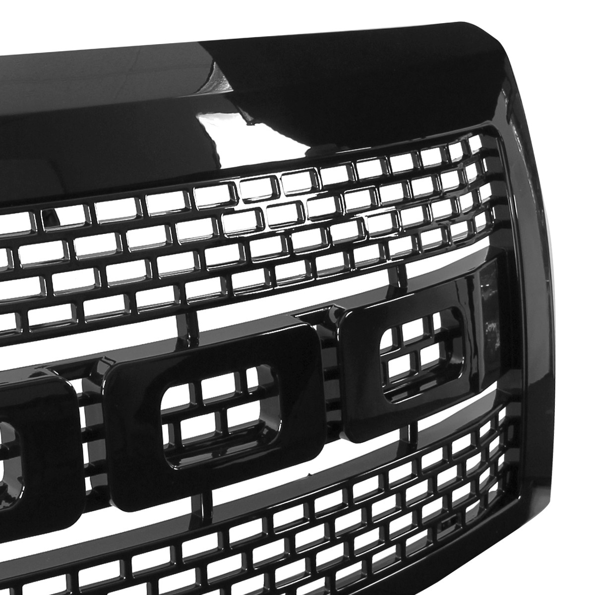 Glossy Black Front Grill – Compatible With 2009-2014 Ford F150, Bolt-On Replacement