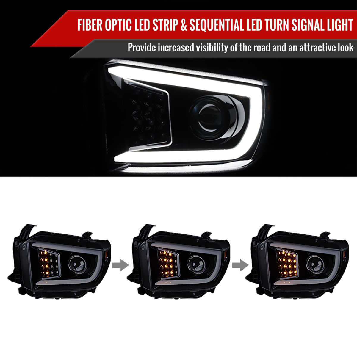 2014-2021 Toyota Tundra LED C-Bar Projector Headlights w