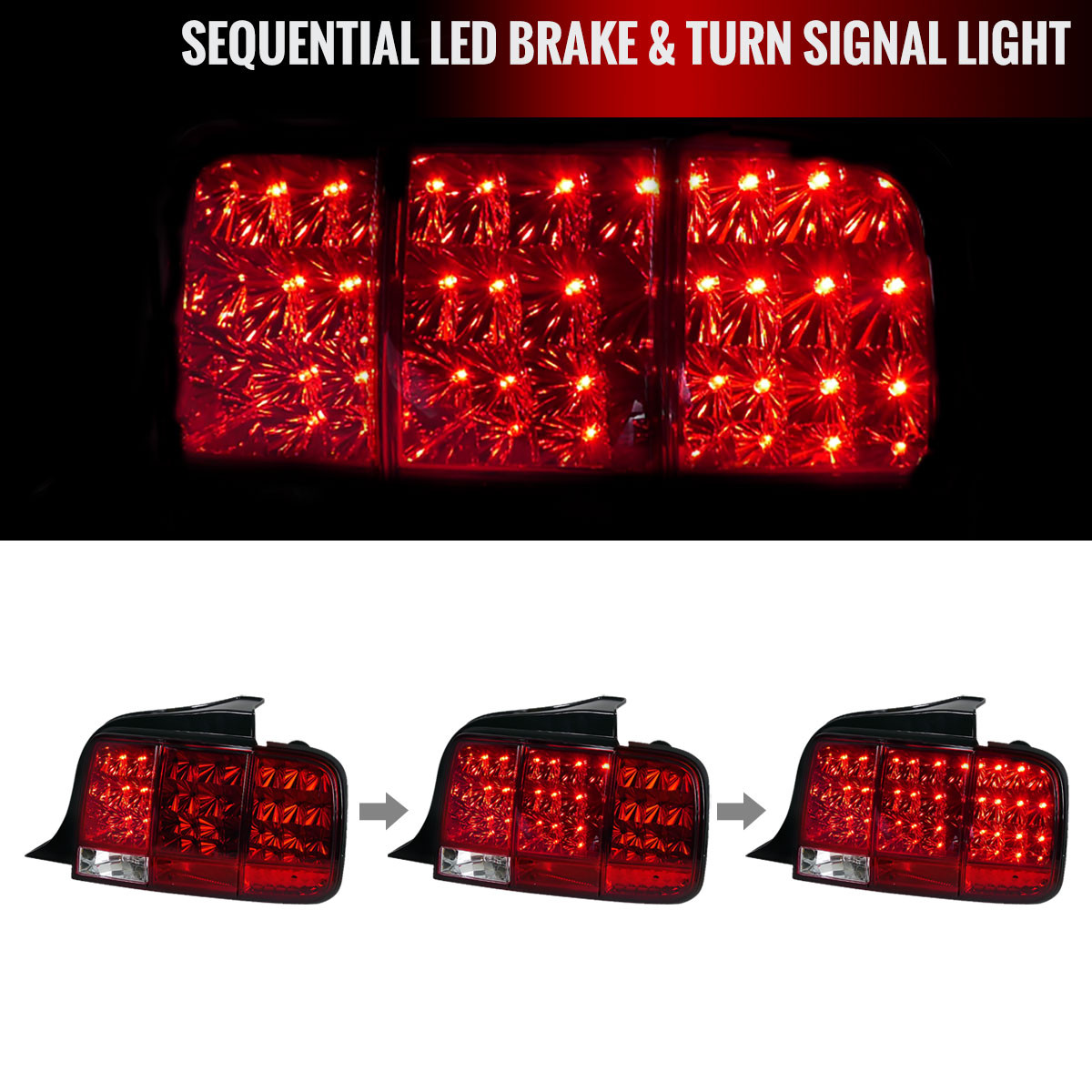 2005-2009 Ford Mustang Sequential LED Tail Lights (Chrome