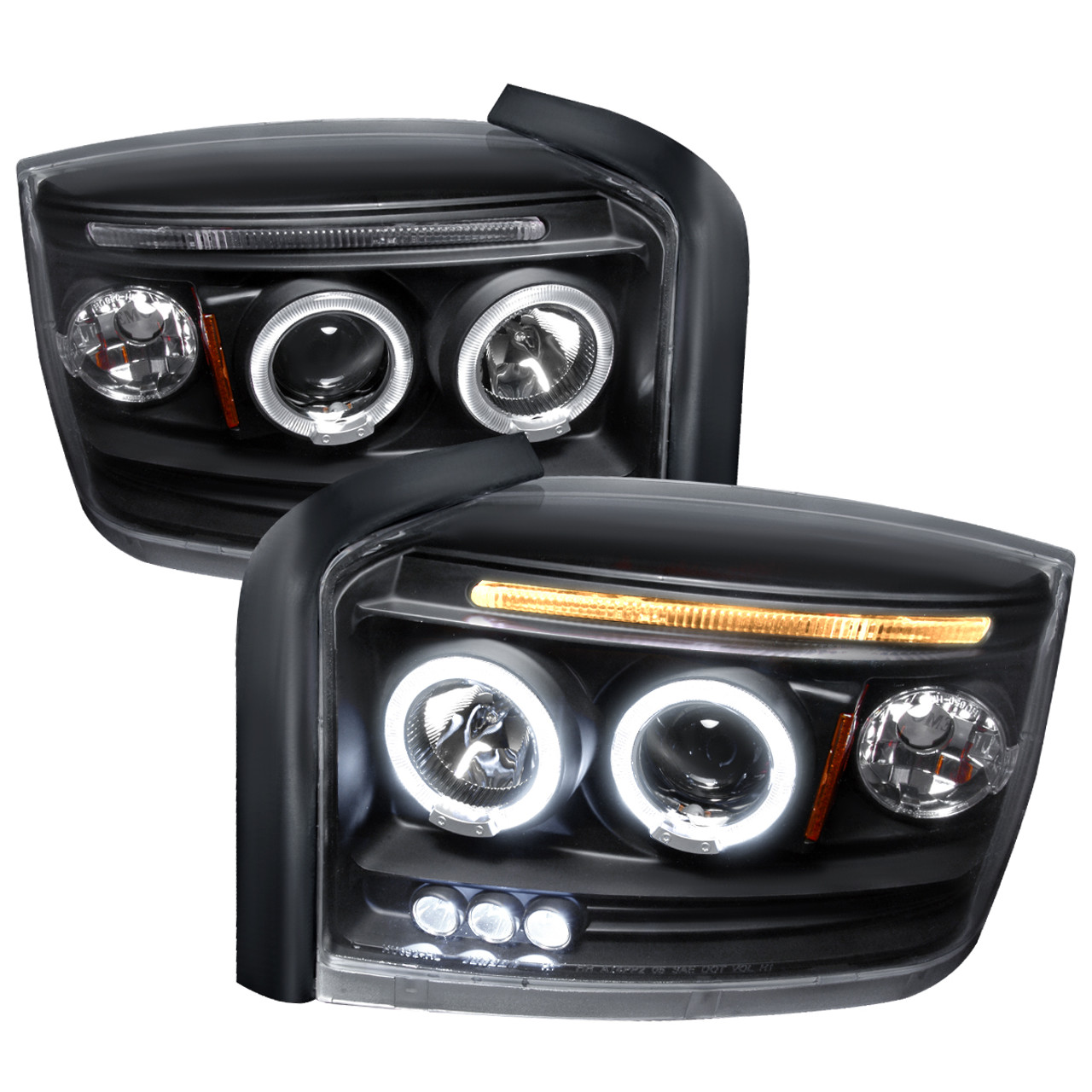 2005-2007 Dodge Dakota Dual Halo Projector Headlights (Matte Black