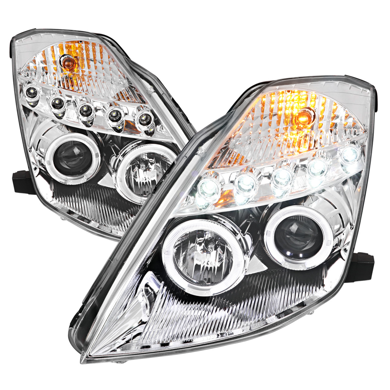 2003-2005 Nissan 350Z Dual Halo Projector Headlights (Chrome Housing/Clear  Lens) - Spec-D Tuning