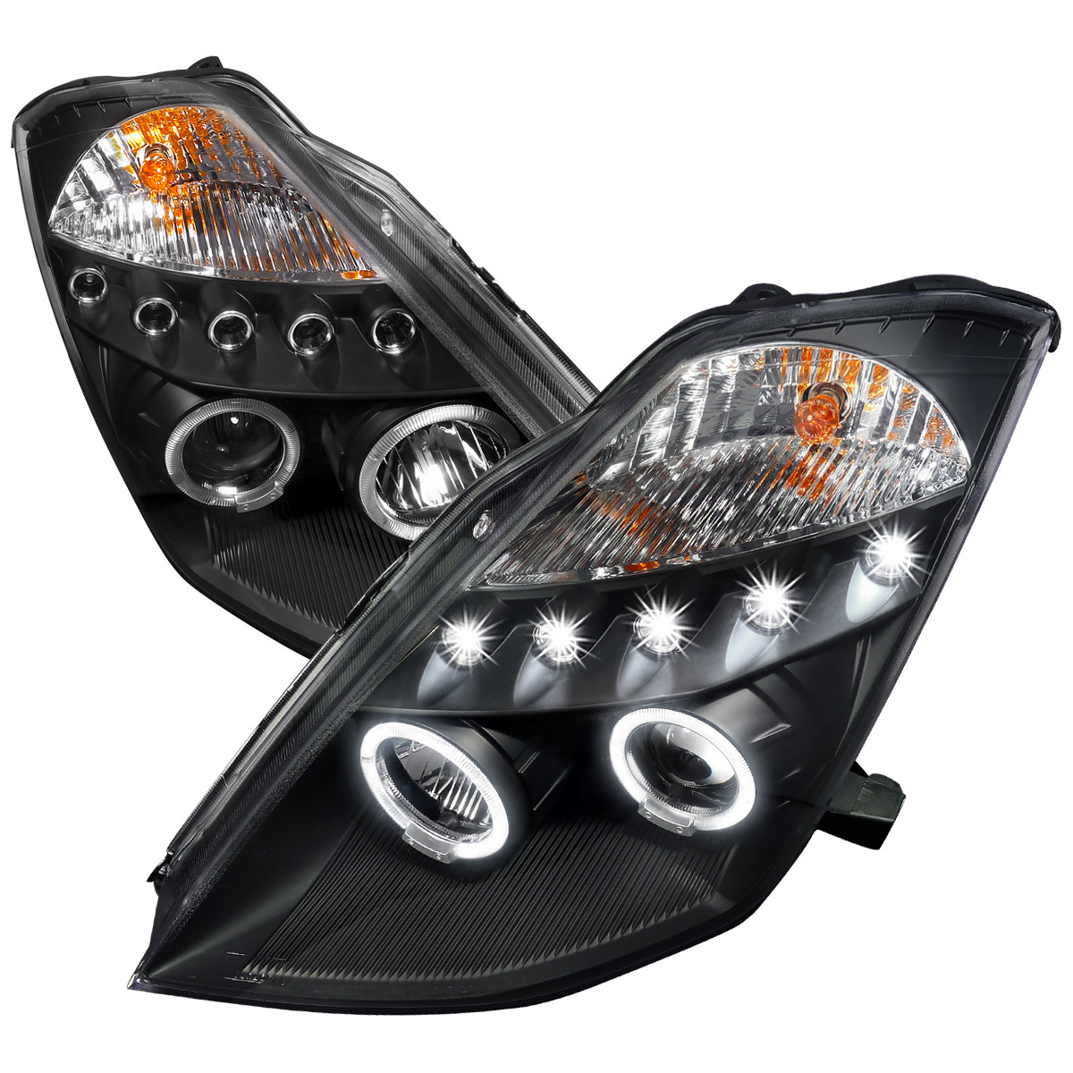 Black Projector Headlights & Smoke LED Tail Lights For 2003-2005 Nissan 350Z Z33