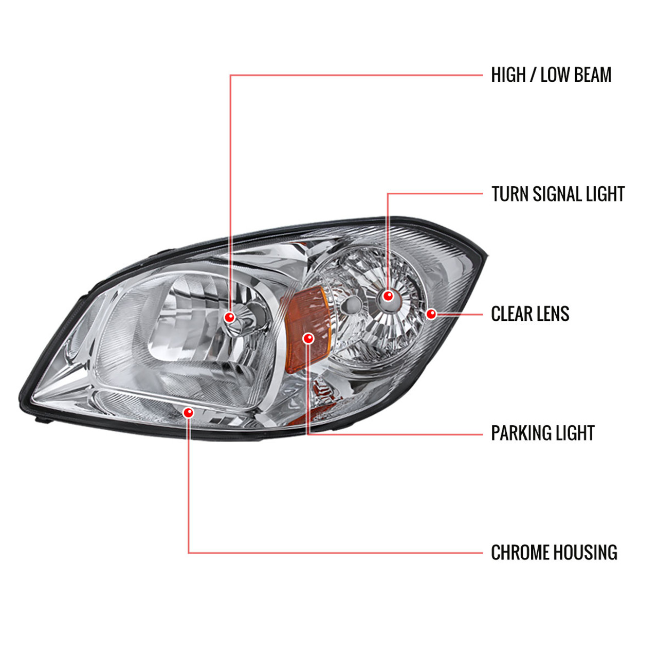 2005-2010 Chevrolet Cobalt Pontiac Pursuit/G5 Crystal Headlights w