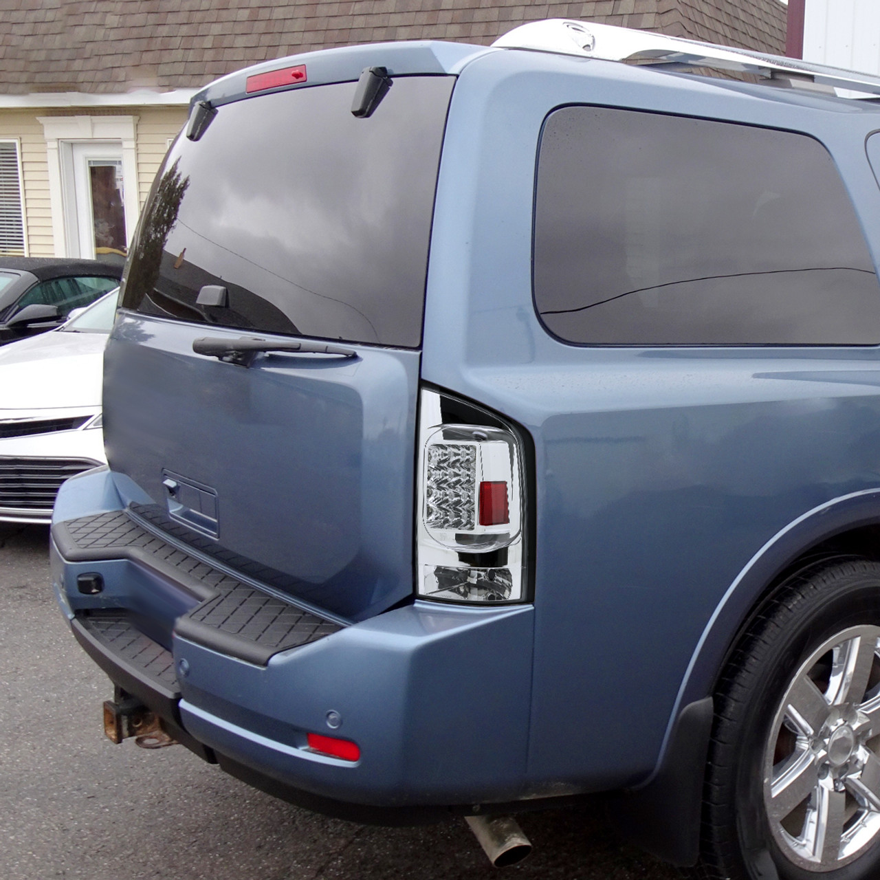 2005 2015 Nissan Armada LED Tail Lights Chrome Housing Clear Lens