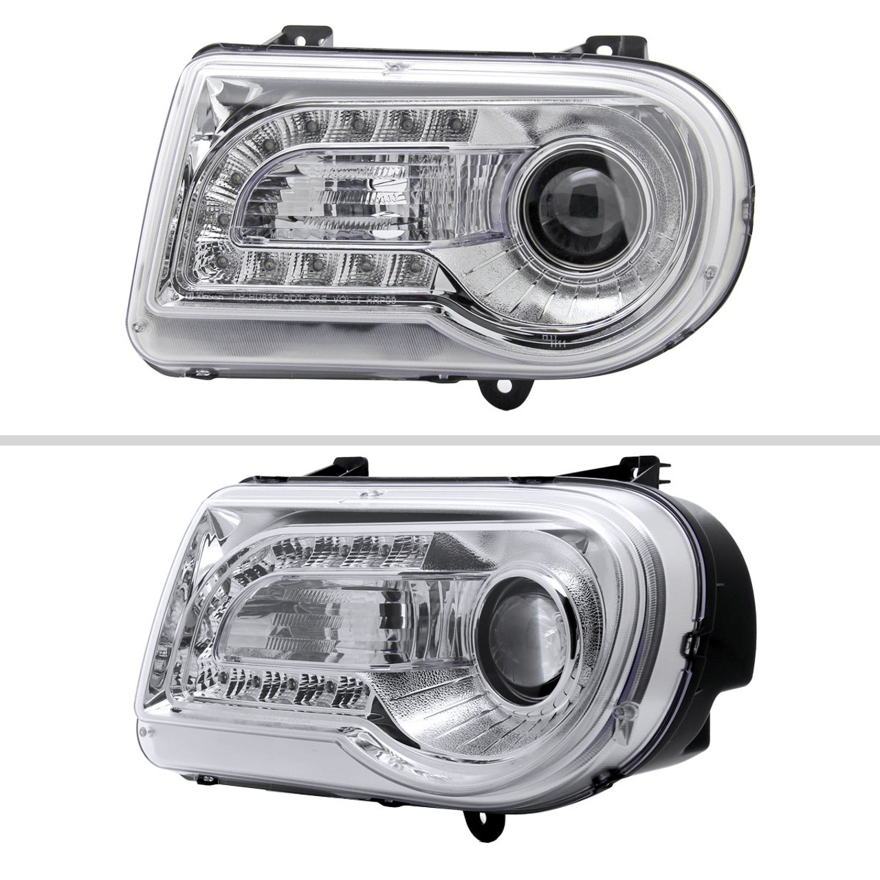 2005-2010 Chrysler 300 Projector Headlights w/ LED Light Strip