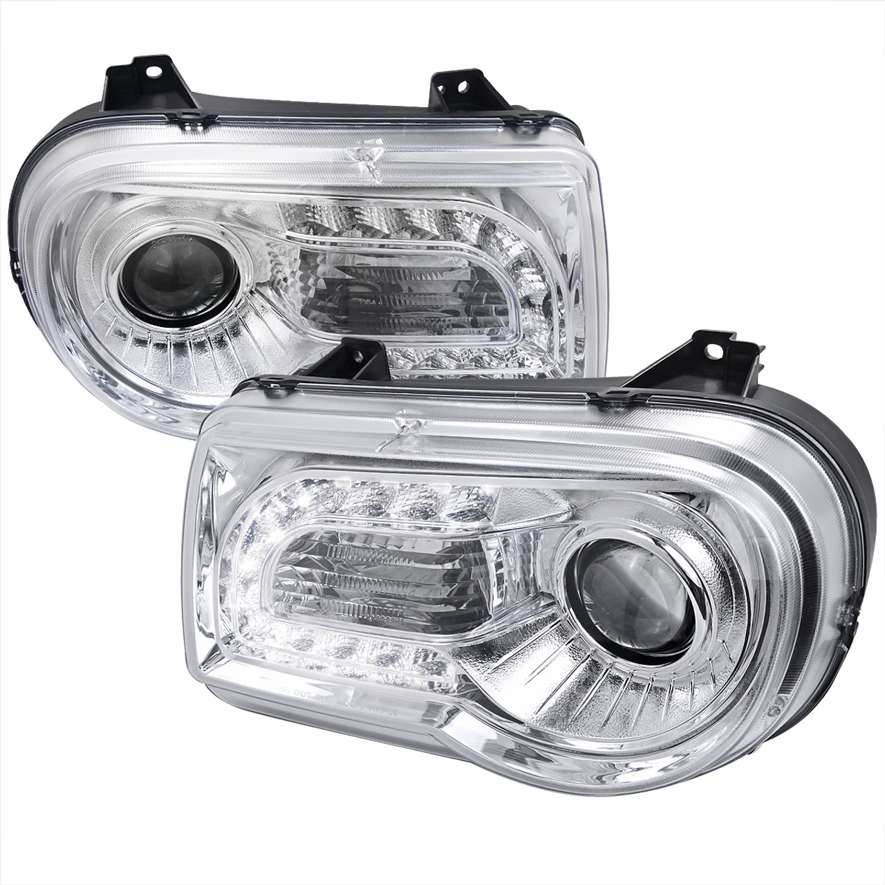 2005-2010 Chrysler 300 Projector Headlights w/ LED Light Strip