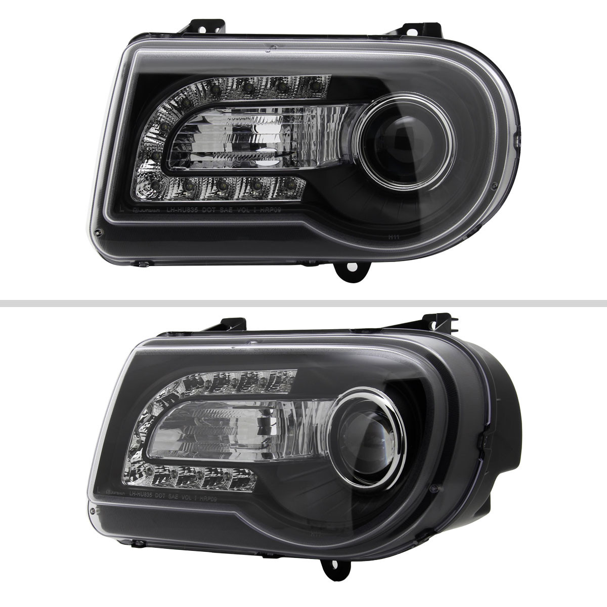 2005-2010 Chrysler 300 Projector Headlights w/ LED Light Strip